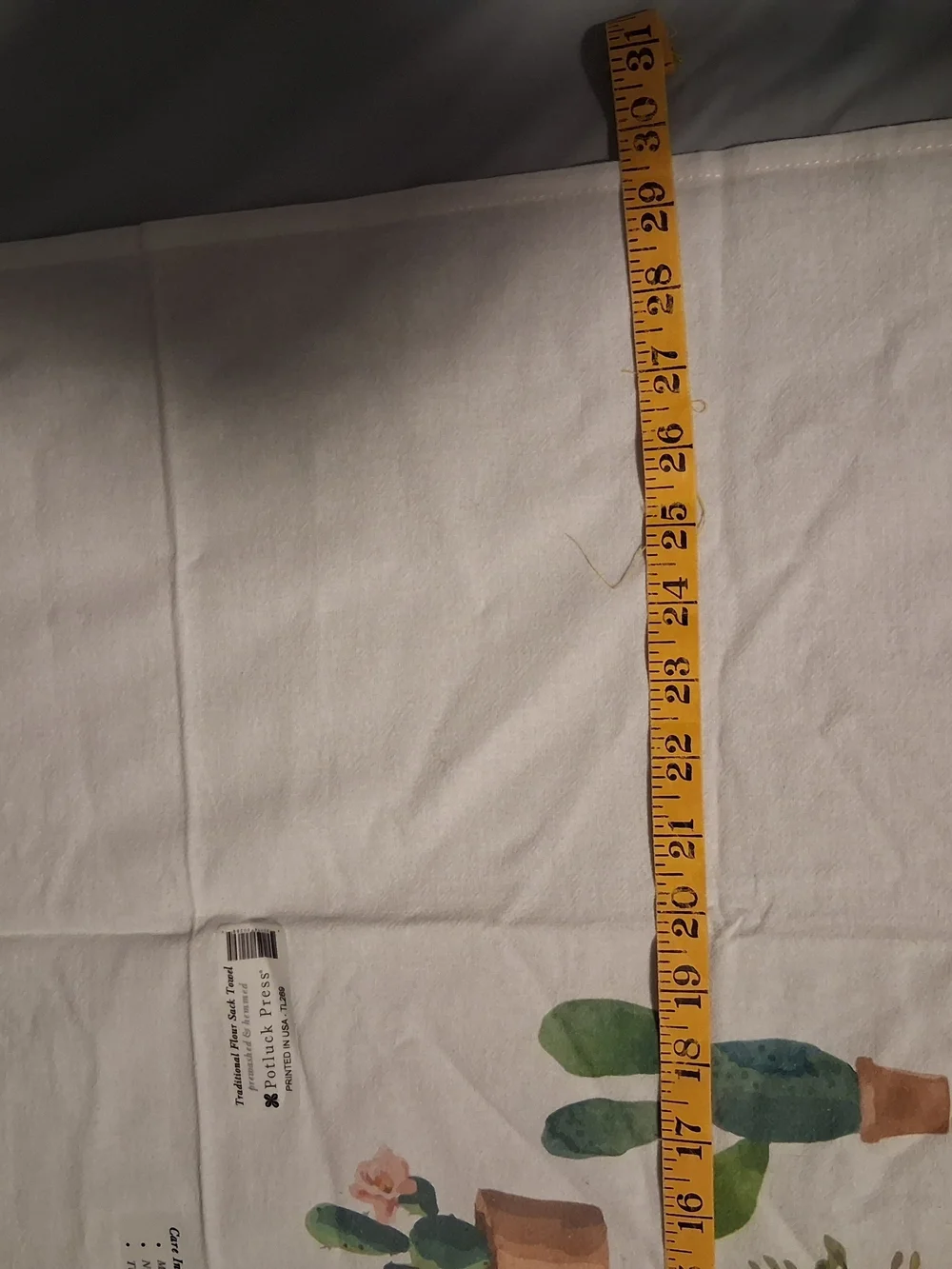 Botanical Cactus Print Flour Sack Towel - White Green & Terracotta